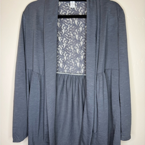 Style & Co. Sweaters - Style & Co. Charcoal Open Cardigan with Lace